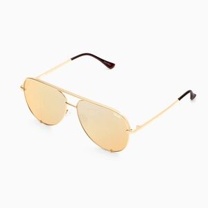 NWT QUAY Australia High Key Polarized Aviator Sunglasses in GOLD